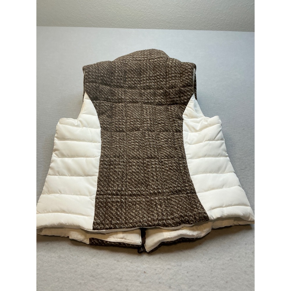 Puffer Vest Mixed Media Tweed Ruff Hewn Wool Blend Brown White Casual - Picture 6 of 16